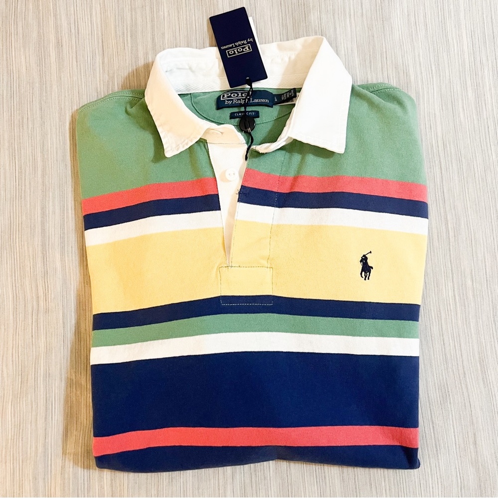 POLO RALPH LAUREN Blue Multi Classic Fit Striped Iconic Rugby Shirt🔥🔥🔥 - Picture 2 of 16